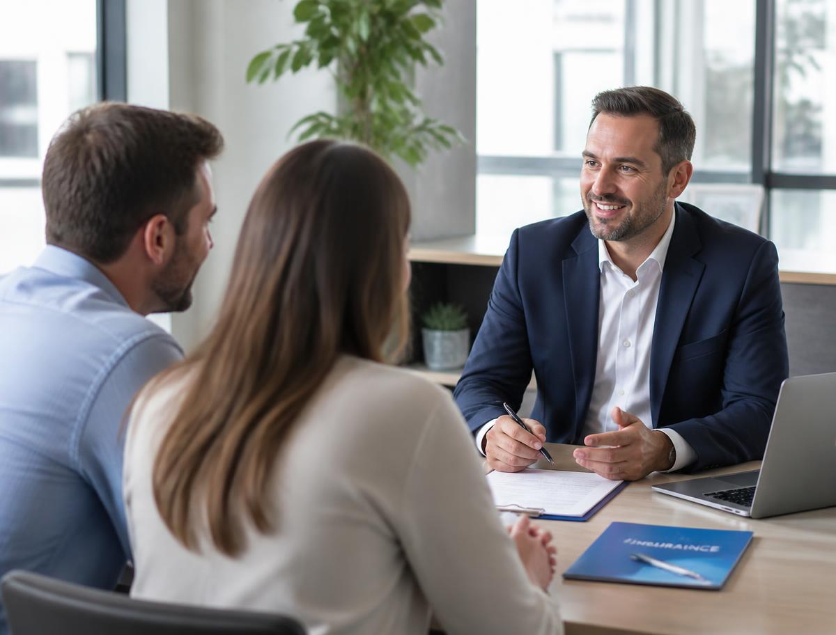 Insurance agent reviewing policy options with a Philadelphia couple